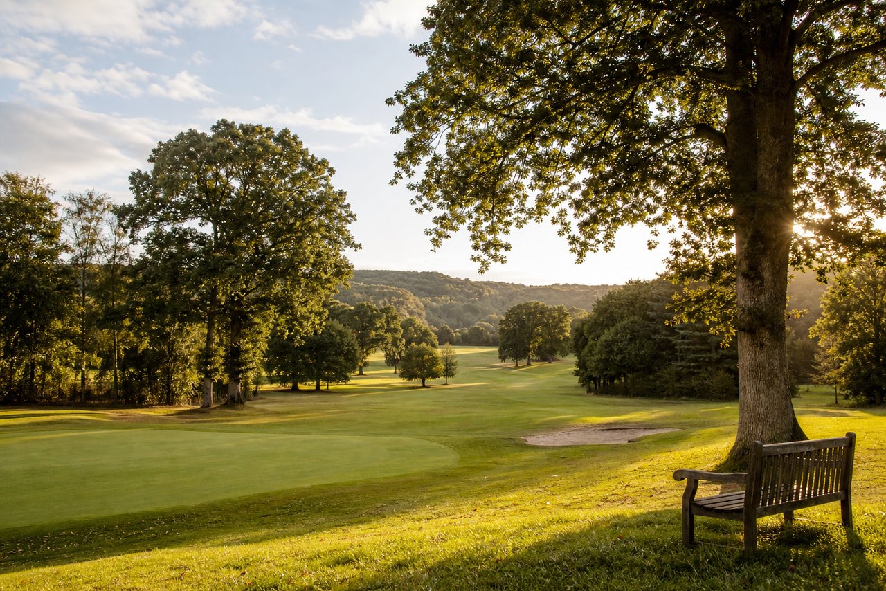 Fairway et arbres au crépuscule sur un parcours de golf près de Niort